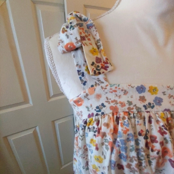 Women's a.n.a. Floral Top Bow Tie Straps Size XS Retro 70's looking - Picture 3 of 7